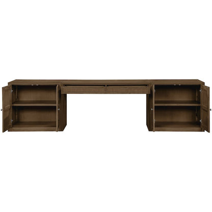 Avro Brown Cane, Solid Wood And Oak Veneer 3pc. Desk
