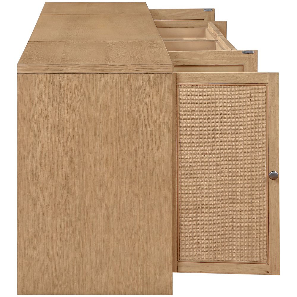 Avro Natural Cane, Solid Wood And Oak Veneer 3pc. Desk