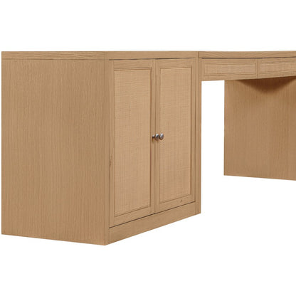 Avro Natural Cane, Solid Wood And Oak Veneer 3pc. Desk