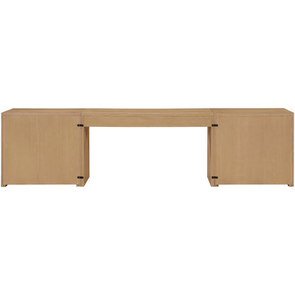 Avro Natural Cane, Solid Wood And Oak Veneer 3pc. Desk
