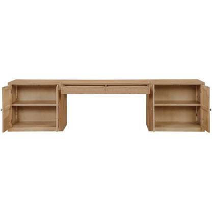 Avro Natural Cane, Solid Wood And Oak Veneer 3pc. Desk