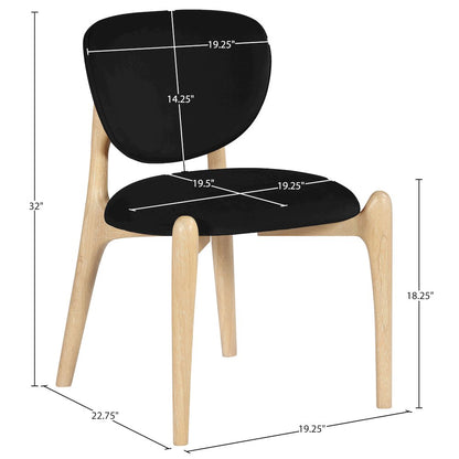 Velora Black Velvet Performance Fabric Upholstered Dining Chair, Set of 2