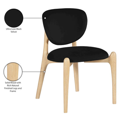 Velora Black Velvet Performance Fabric Upholstered Dining Chair, Set of 2