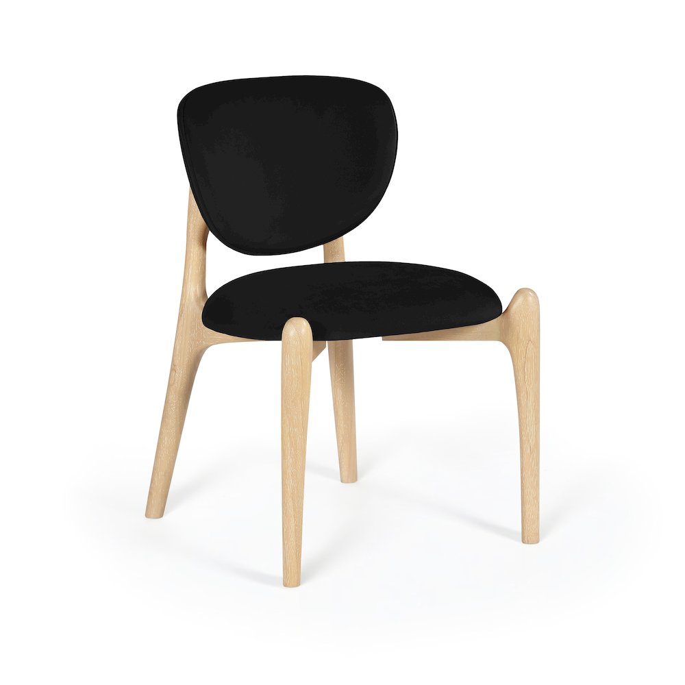 Velora Black Velvet Performance Fabric Upholstered Dining Chair, Set of 2