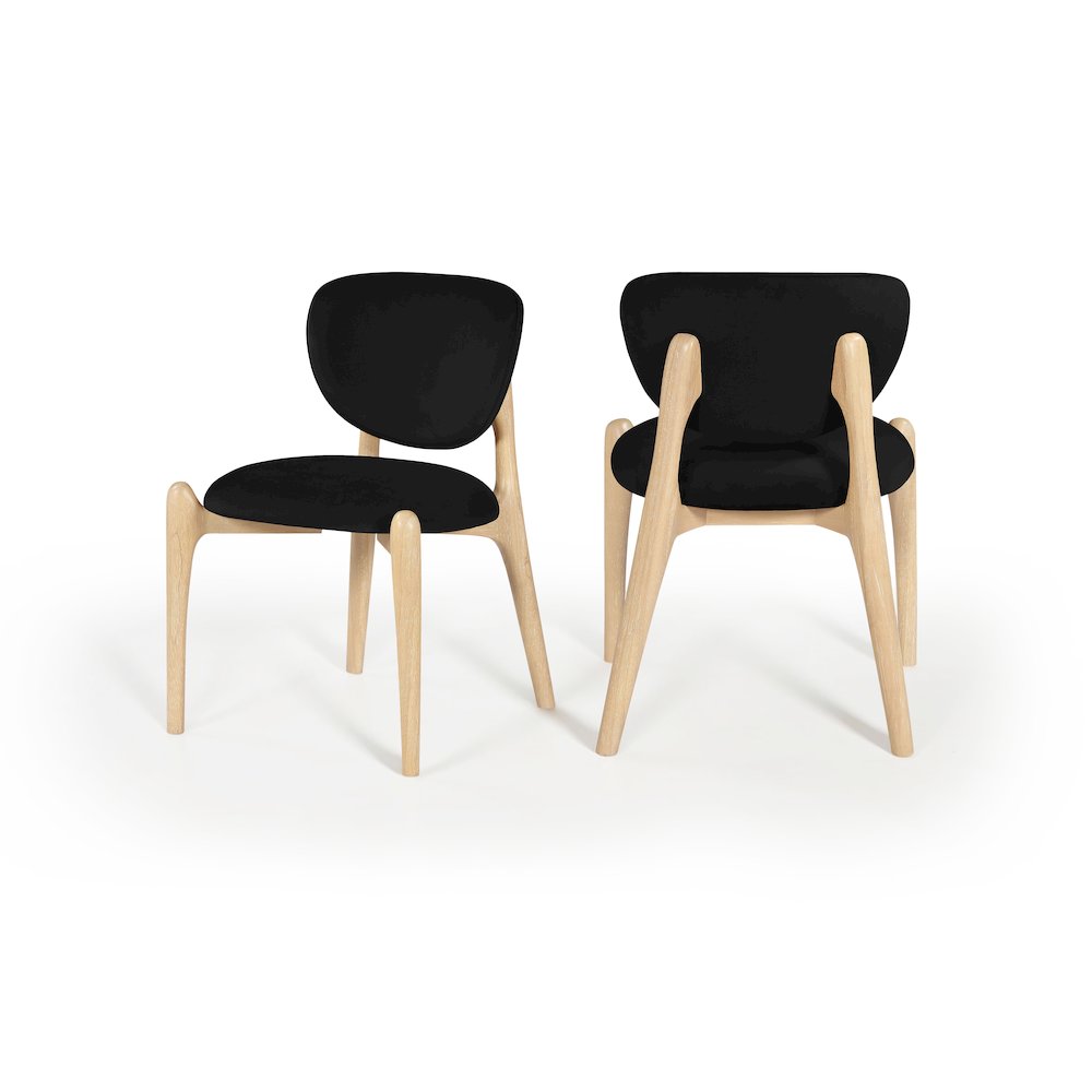 Velora Black Velvet Performance Fabric Upholstered Dining Chair, Set of 2