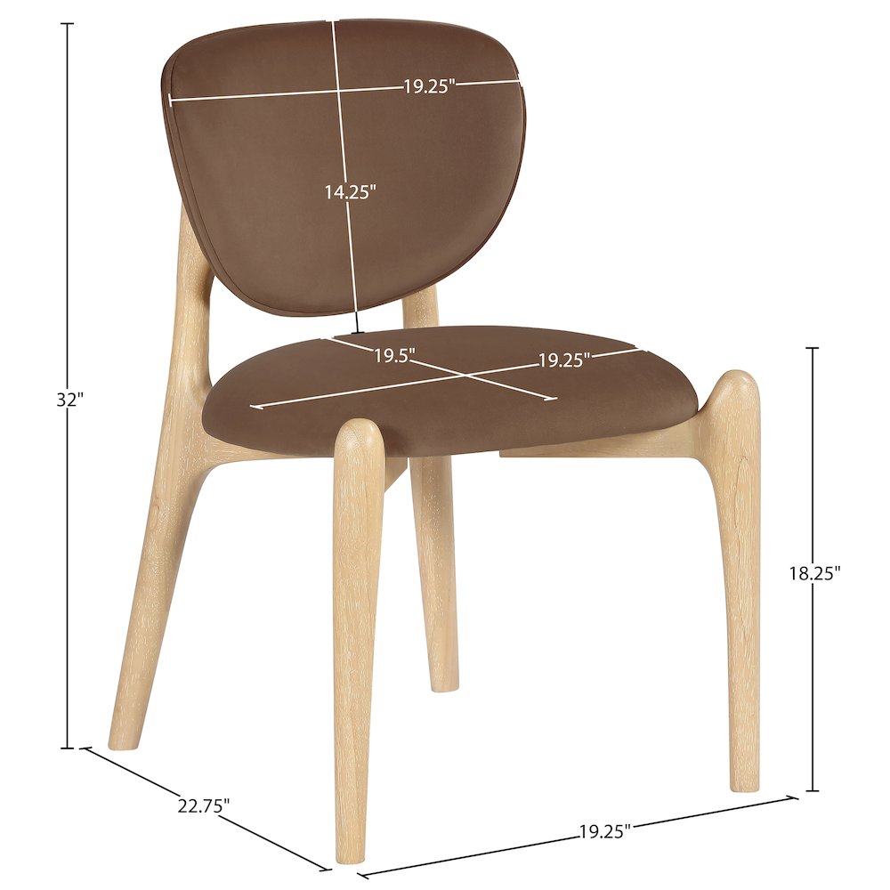 Velora Brown Velvet Performance Fabric Upholstered Dining Chair, Set of 2