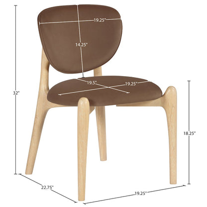 Velora Brown Velvet Performance Fabric Upholstered Dining Chair, Set of 2