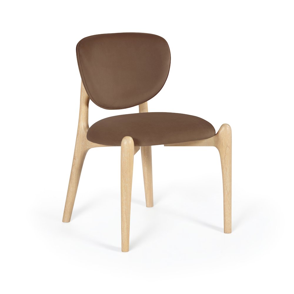 Velora Brown Velvet Performance Fabric Upholstered Dining Chair, Set of 2