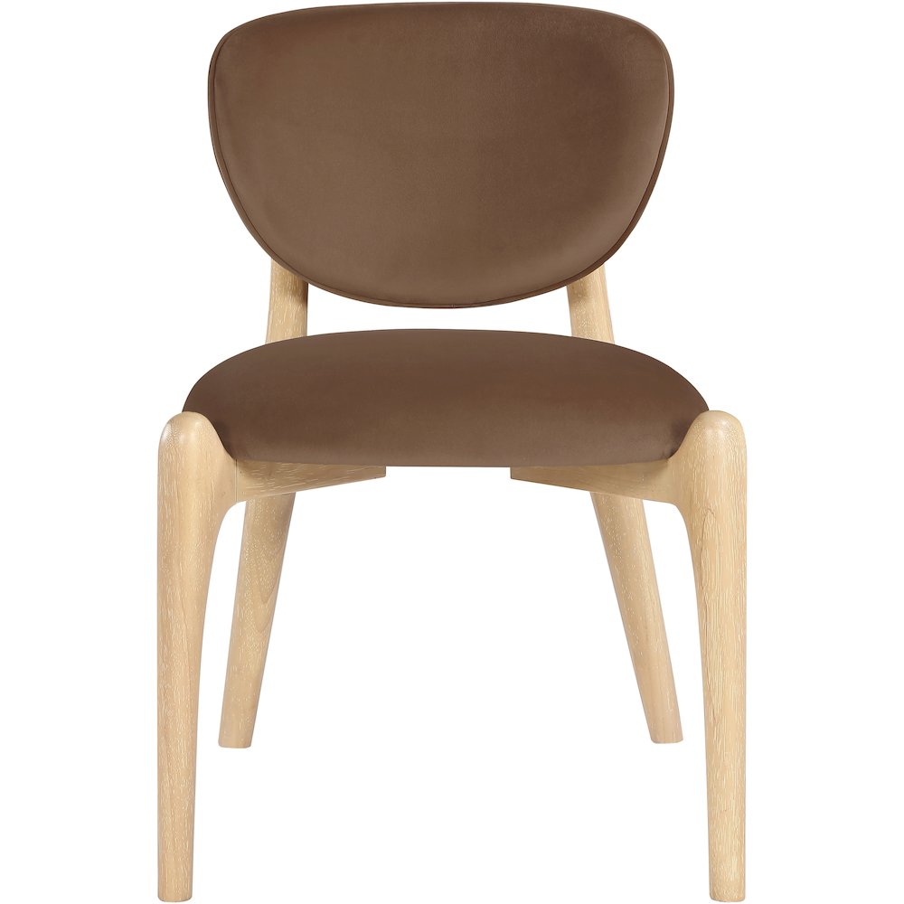 Velora Brown Velvet Performance Fabric Upholstered Dining Chair, Set of 2