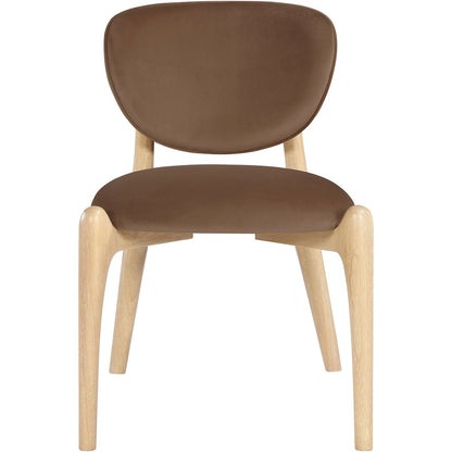 Velora Brown Velvet Performance Fabric Upholstered Dining Chair, Set of 2