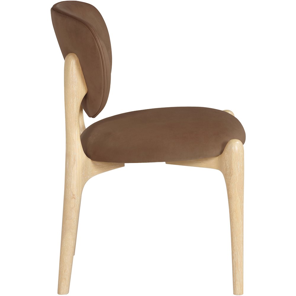 Velora Brown Velvet Performance Fabric Upholstered Dining Chair, Set of 2