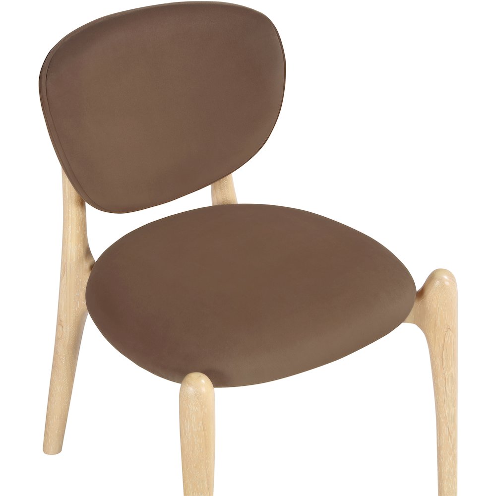 Velora Brown Velvet Performance Fabric Upholstered Dining Chair, Set of 2