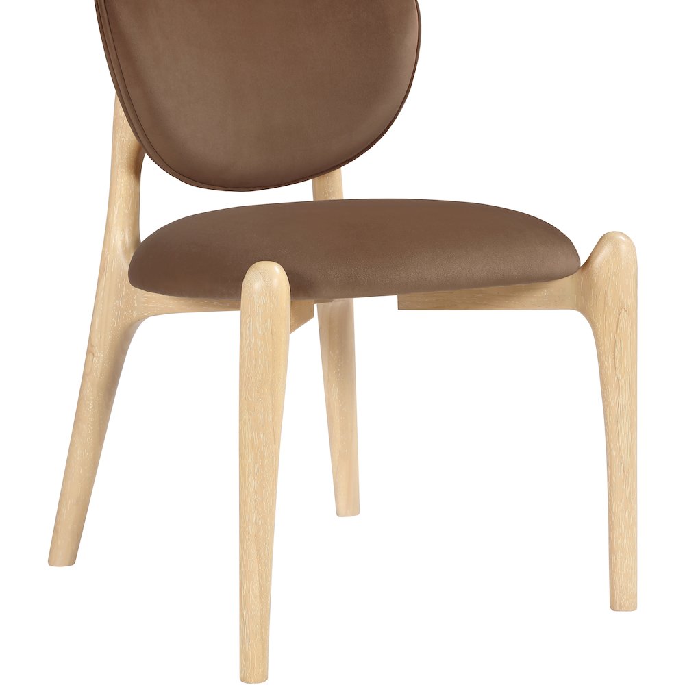 Velora Brown Velvet Performance Fabric Upholstered Dining Chair, Set of 2