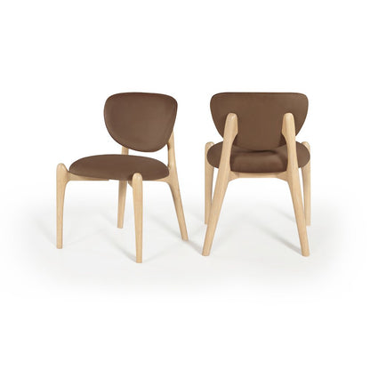 Velora Brown Velvet Performance Fabric Upholstered Dining Chair, Set of 2