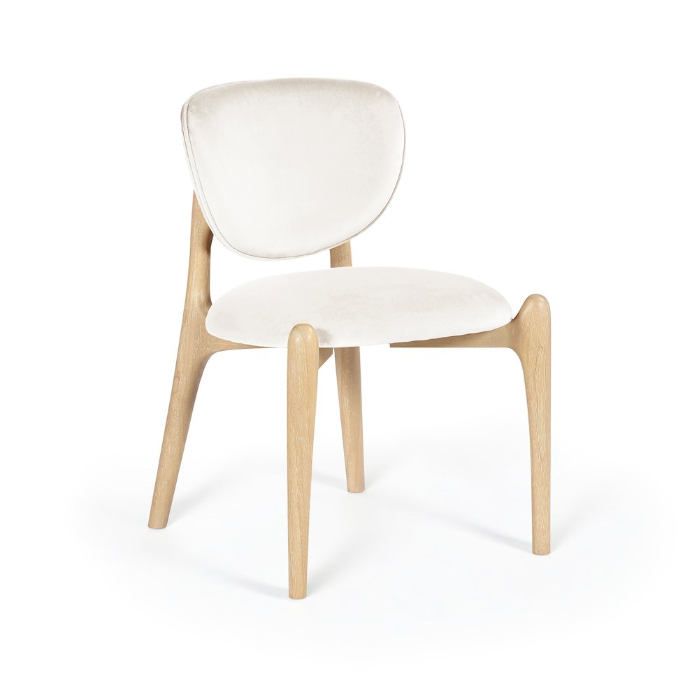 Velora Cream Velvet Performance Fabric Upholstered Dining Chair, Set of 2