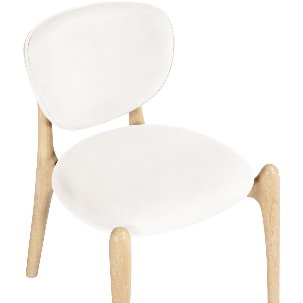 Velora Cream Velvet Performance Fabric Upholstered Dining Chair, Set of 2