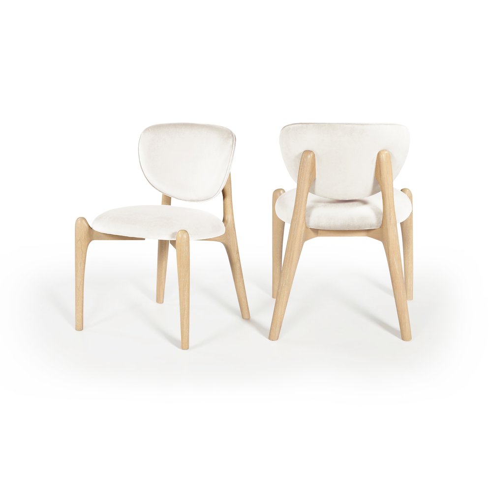Velora Cream Velvet Performance Fabric Upholstered Dining Chair, Set of 2