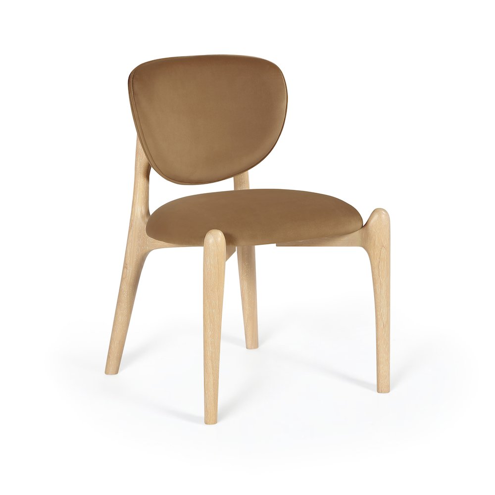 Velora Saddle Velvet Performance Fabric Upholstered Dining Chair, Set of 2