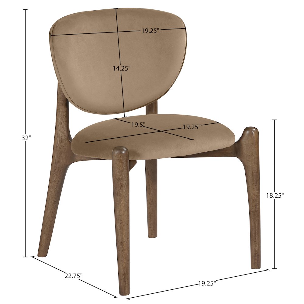 Velora Beige Velvet Performance Fabric Upholstered Dining Chair, Set of 2