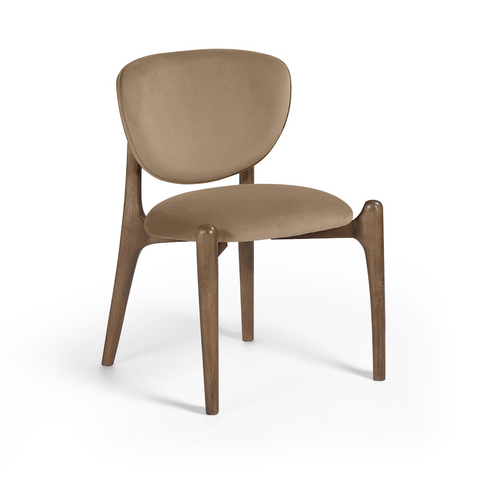 Velora Beige Velvet Performance Fabric Upholstered Dining Chair, Set of 2