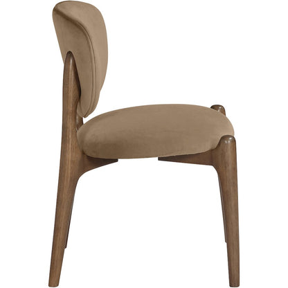 Velora Beige Velvet Performance Fabric Upholstered Dining Chair, Set of 2