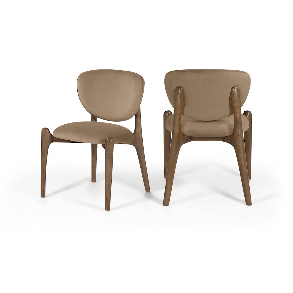 Velora Beige Velvet Performance Fabric Upholstered Dining Chair, Set of 2