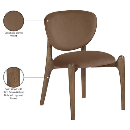 Velora Brown Velvet Performance Fabric Upholstered Dining Chair, Set of 2