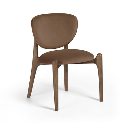 Velora Brown Velvet Performance Fabric Upholstered Dining Chair, Set of 2