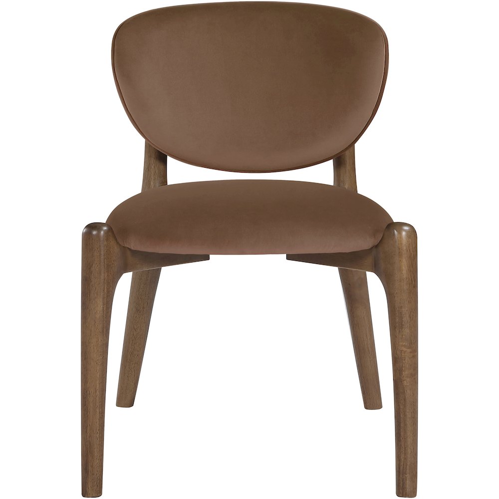 Velora Brown Velvet Performance Fabric Upholstered Dining Chair, Set of 2