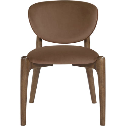 Velora Brown Velvet Performance Fabric Upholstered Dining Chair, Set of 2