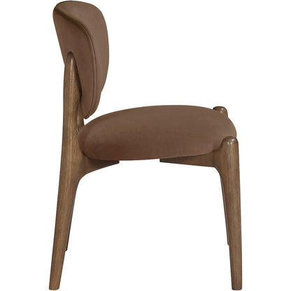 Velora Brown Velvet Performance Fabric Upholstered Dining Chair, Set of 2