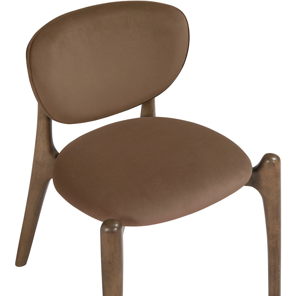 Velora Brown Velvet Performance Fabric Upholstered Dining Chair, Set of 2
