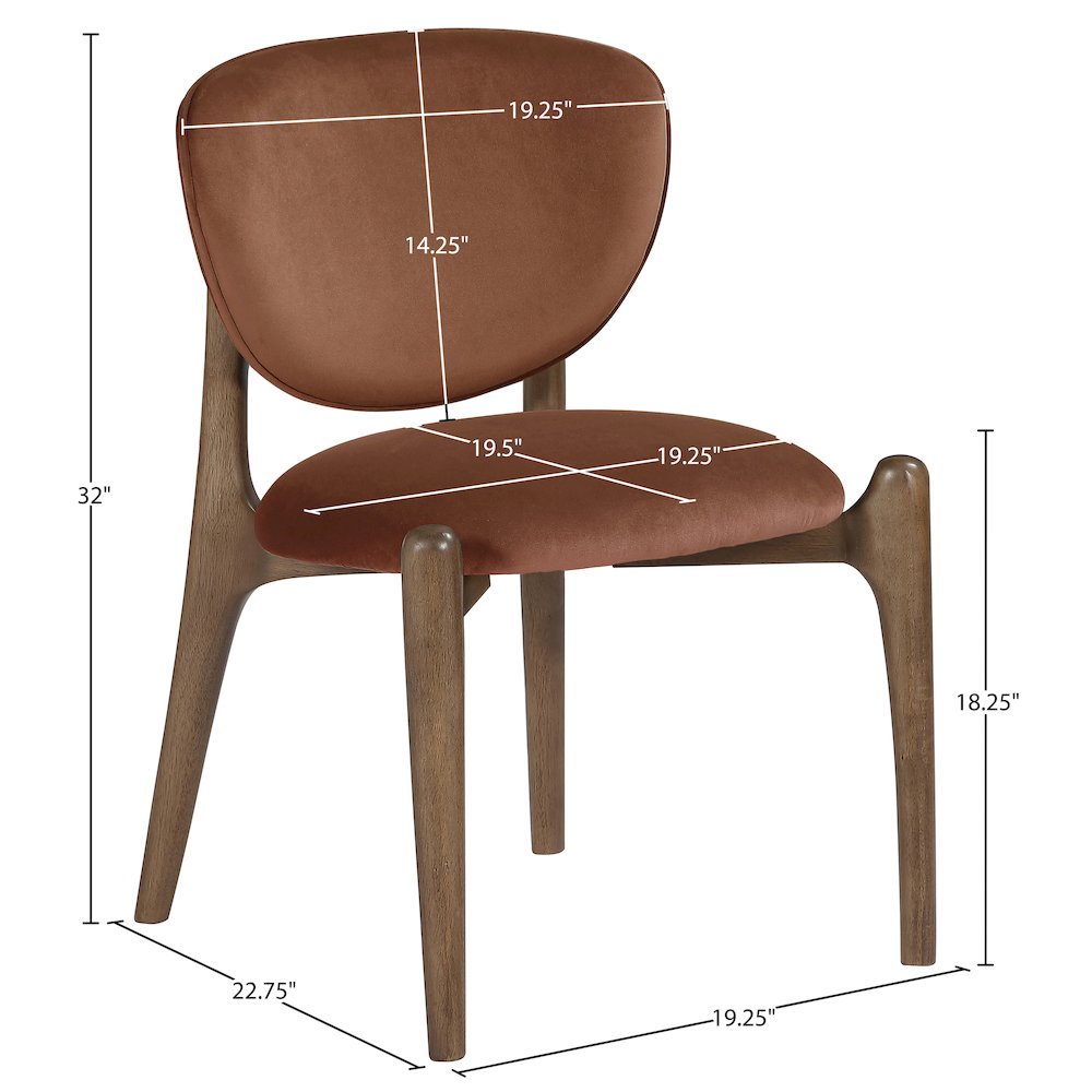 Velora Cognac Velvet Performance Fabric Upholstered Dining Chair, Set of 2