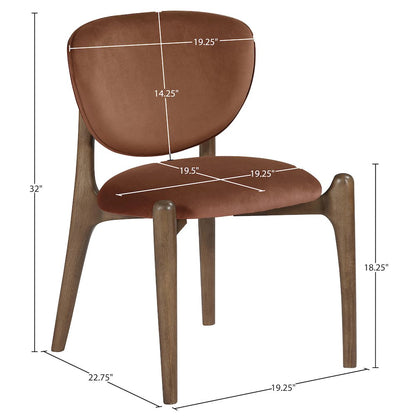 Velora Cognac Velvet Performance Fabric Upholstered Dining Chair, Set of 2