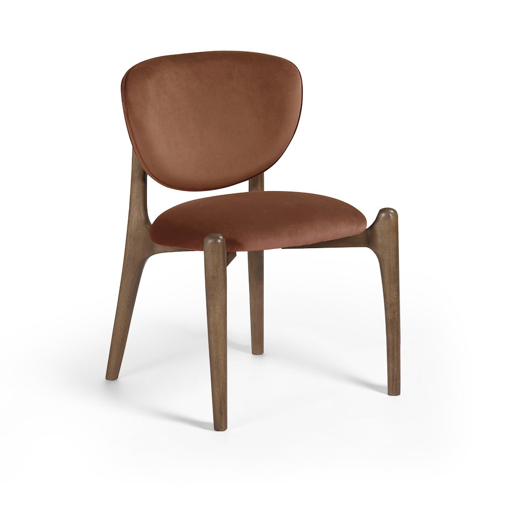 Velora Cognac Velvet Performance Fabric Upholstered Dining Chair, Set of 2
