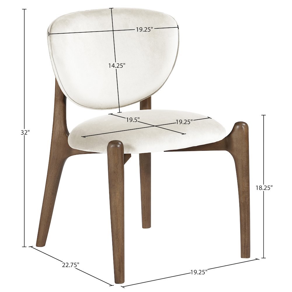 Velora Cream Velvet Performance Fabric Upholstered Dining Chair, Set of 2