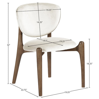 Velora Cream Velvet Performance Fabric Upholstered Dining Chair, Set of 2