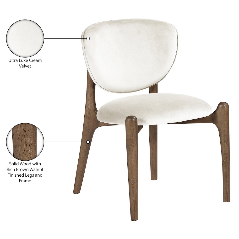 Velora Cream Velvet Performance Fabric Upholstered Dining Chair, Set of 2
