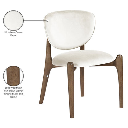 Velora Cream Velvet Performance Fabric Upholstered Dining Chair, Set of 2