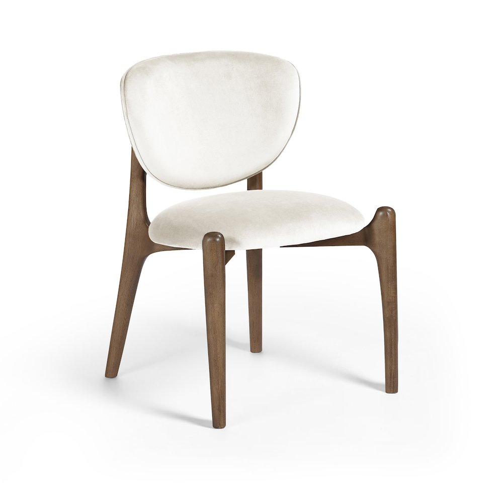 Velora Cream Velvet Performance Fabric Upholstered Dining Chair, Set of 2