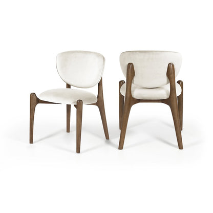 Velora Cream Velvet Performance Fabric Upholstered Dining Chair, Set of 2