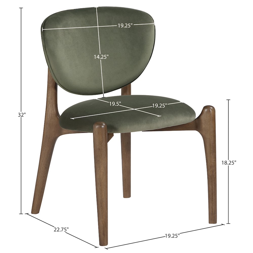 Velora Green Velvet Performance Fabric Upholstered Dining Chair, Set of 2