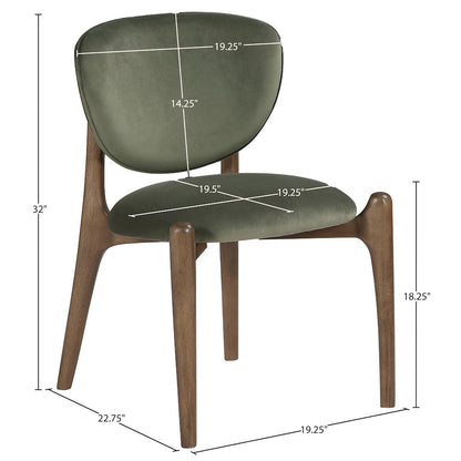 Velora Green Velvet Performance Fabric Upholstered Dining Chair, Set of 2