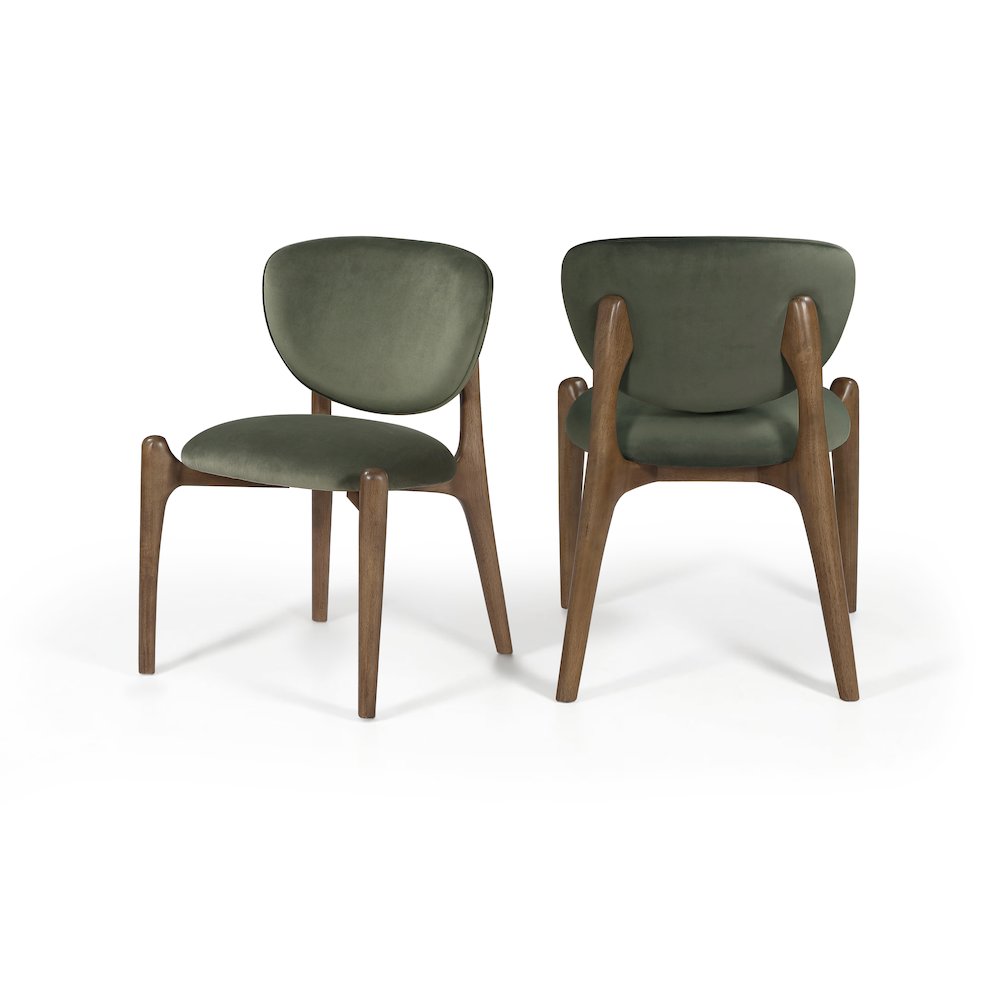 Velora Green Velvet Performance Fabric Upholstered Dining Chair, Set of 2