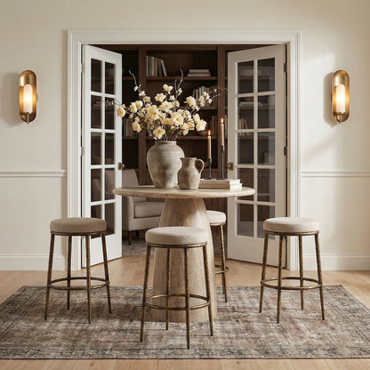 Ferro Beige Performance Fabric Upholstered Bar Stool
