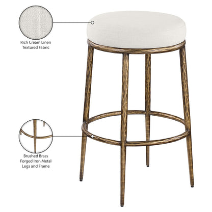 Ferro Cream Performance Fabric Upholstered Bar Stool