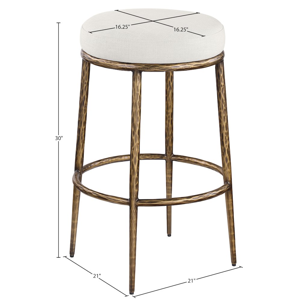 Ferro Cream Performance Fabric Upholstered Bar Stool