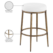 Ferro White Performance Fabric Upholstered Bar Stool