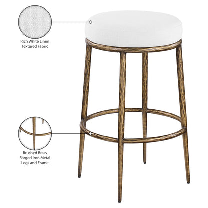 Ferro White Performance Fabric Upholstered Bar Stool