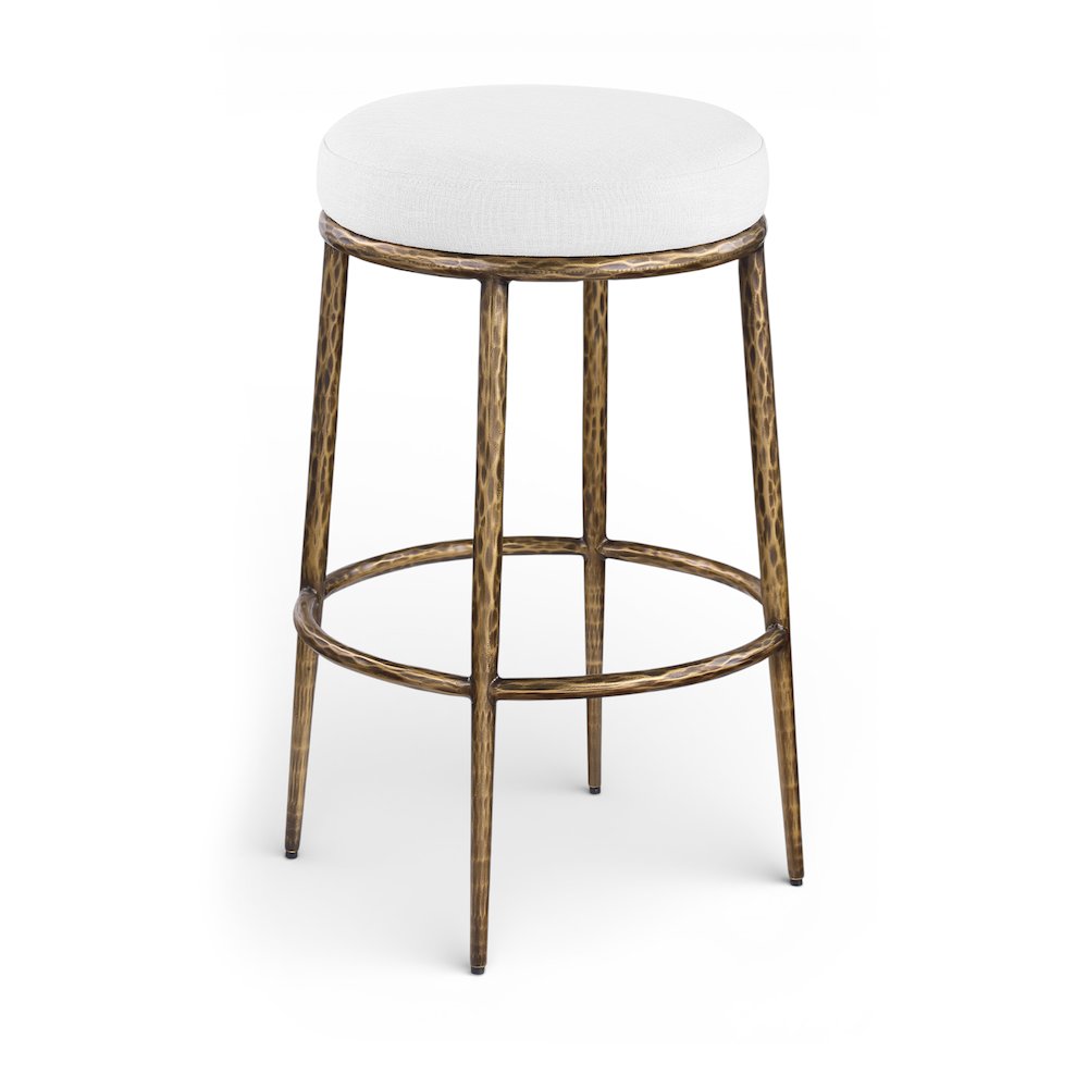 Ferro White Performance Fabric Upholstered Bar Stool